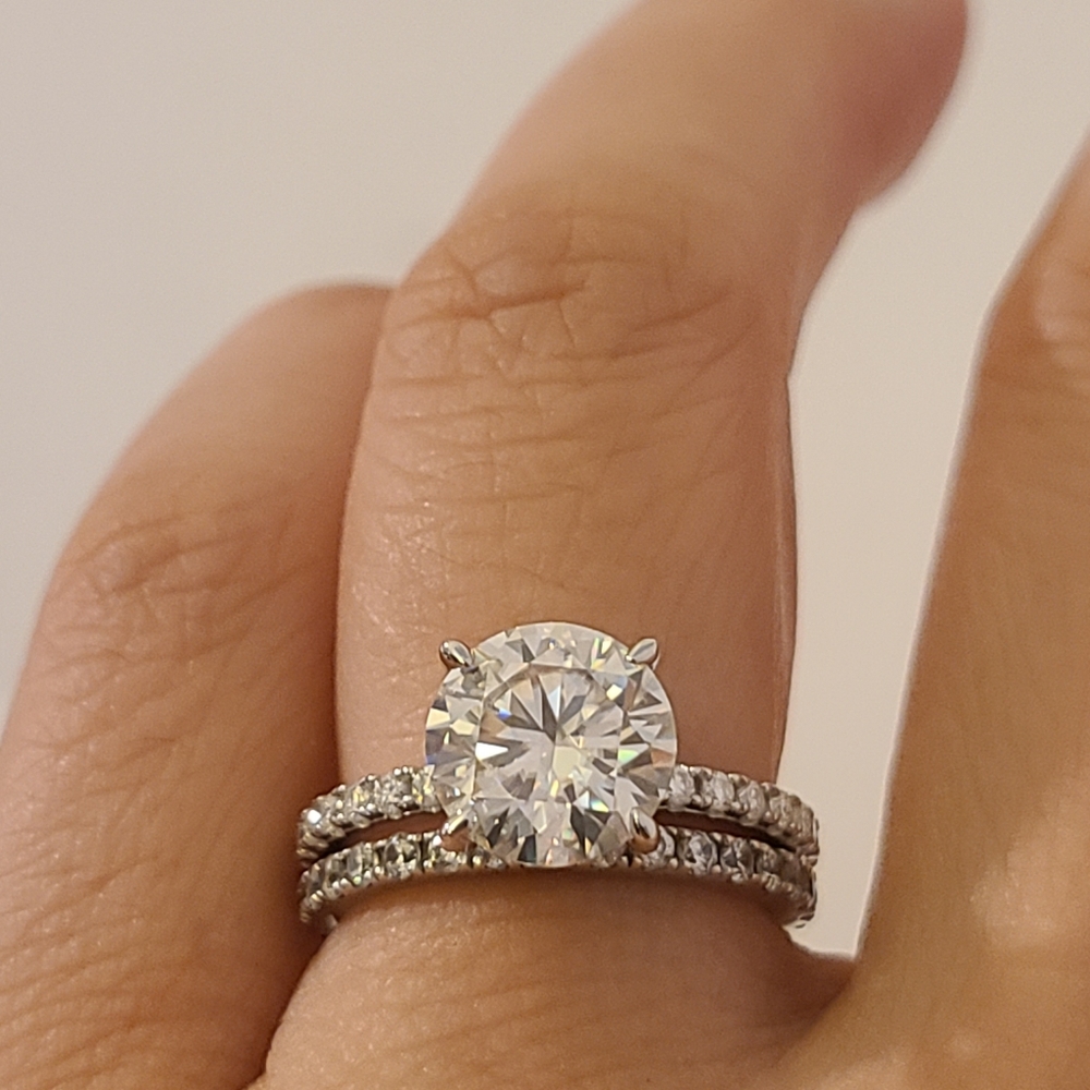 3ct Moissanite Pave Band Engagement Ring size 6 - Picture 6 of 6
